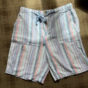 Striped Pastel Shorts, linen blend